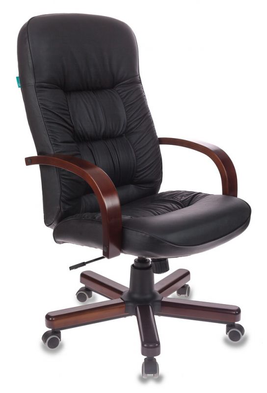 картинка Кресло руководителя Бюрократ T-9908/WALNUT черный кожа крестовина металл